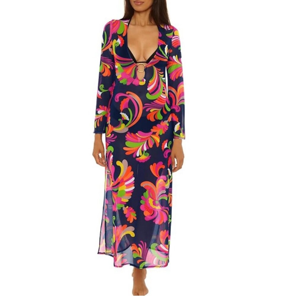 Trina Turk Fontaine Mesh Maxi Ring Dress Swim Cover Up Size Medium NWT